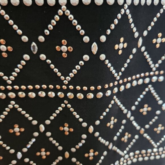 White House Black Market Black Dress with Silver and Brass Decoration Sz S - Picture 5 of 11